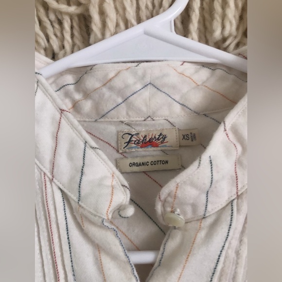 Faherty Janice Organic Cotton Long Sleeve Pintuck Bib Top in Miko Stripe XS - Picture 4 of 6